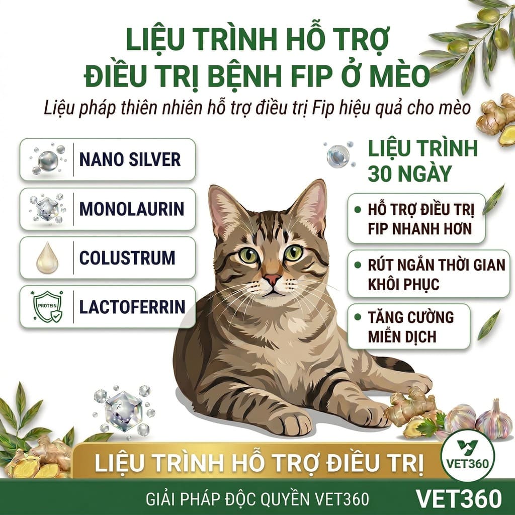 Liệu trình hỗ trợ điều trị bệnh Fip ở mèo