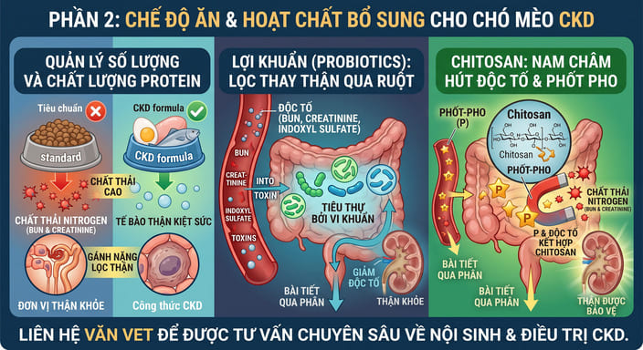 Cham soc thu cung suy than man phan 2 chitosan probiotic protein